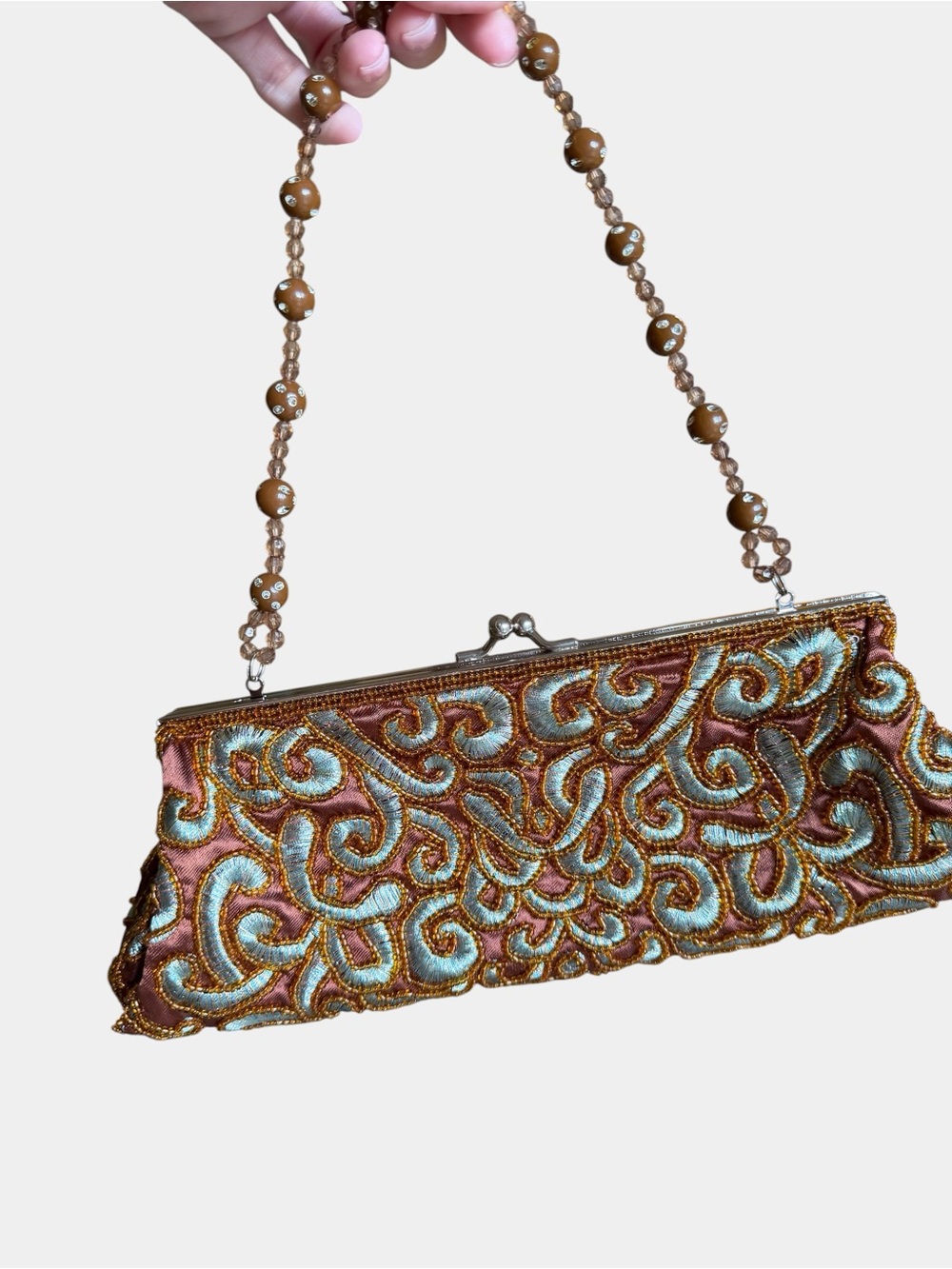 Romantic Vibe Clutch Mid-Century Inspired Metallic Gold, Turquoise, & Bronze - Picture 2 of 11